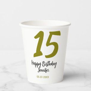 Gobelets En Papier 15e anniversaire quiencenera ajouter date année or