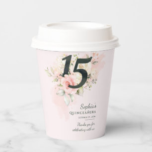 Gobelets En Papier 15e anniversaire Rustique Floral Quinceanera Perso