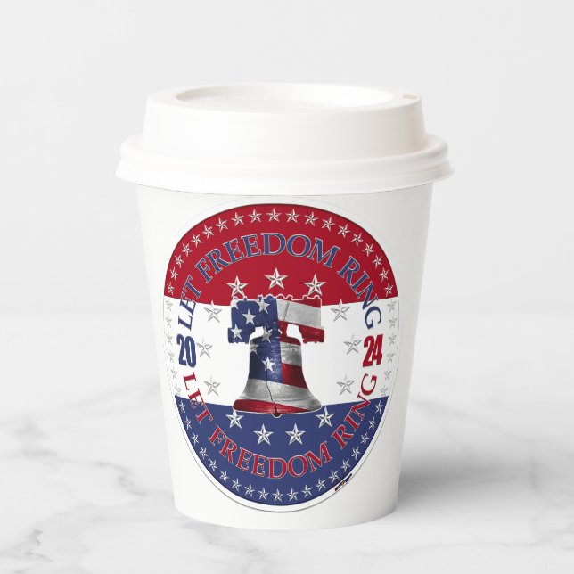 Gobelets En Papier 2024 Red and Blue Let Freedom Ring Liberty Bell (Recto)
