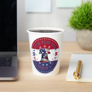 Gobelets En Papier 2024 Rouge et Bleu Vote pour la Cloche Rouge Blanc