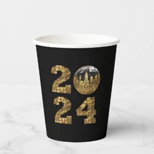 Gobelets En Papier 2024 Soirée du Nouvel An-Ball-NYC Gold-
