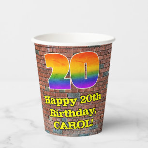 Gobelets En Papier 20e anniversaire : Arc-en-ciel amusant inspiré pa