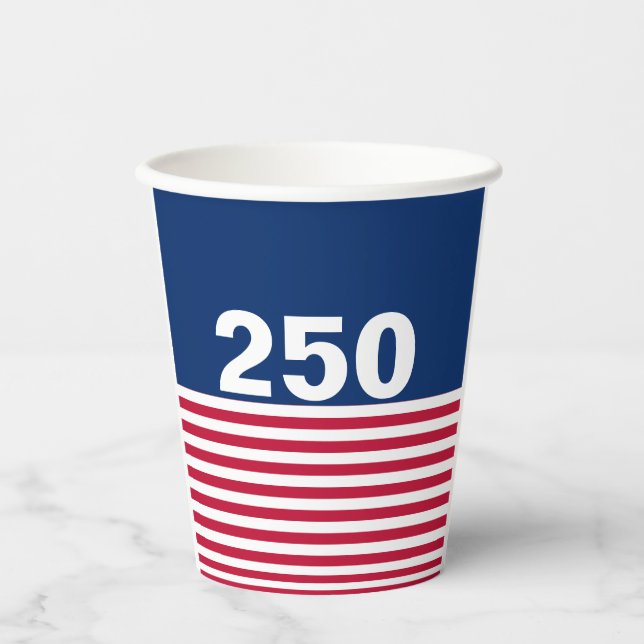 Gobelets En Papier 250 Red White and Blue USA Anniversary (Recto)