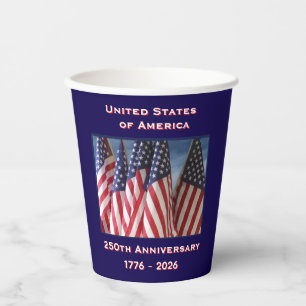Gobelets En Papier 250e anniversaire USA drapeaux patriotiques