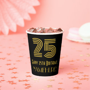 Gobelets En Papier 25e anniversaire : Art Déco Inspiré Look "25" & No