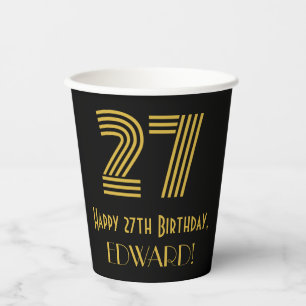 Gobelets En Papier 27e anniversaire : Art Déco Inspiré Look "27" & No