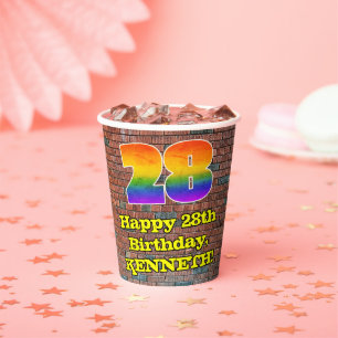 Gobelets En Papier 28e anniversaire : Arc-en-ciel amusant inspiré par