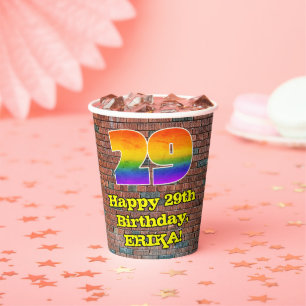 Gobelets En Papier 29e anniversaire : Arc-en-ciel amusant inspiré par