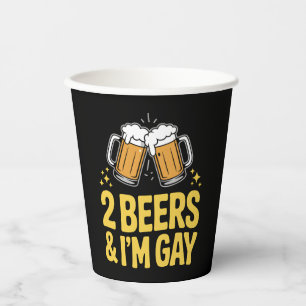 Gobelets En Papier 2 bières et je suis Gay Funny LGBTQ Pride Ally Arc