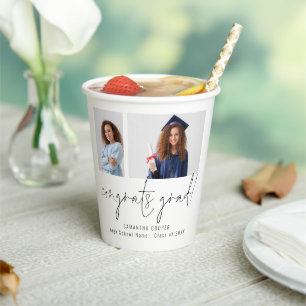 Gobelets En Papier 2 Photos Script Félicitations Grad Merci