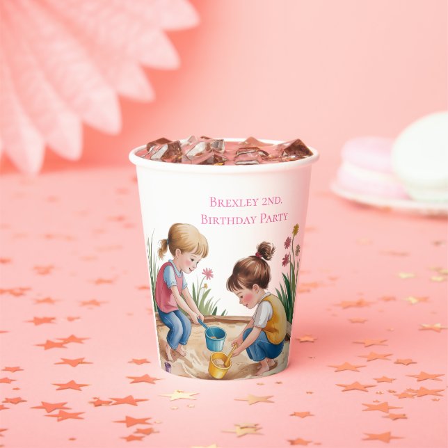 Gobelets En Papier 2e anniversaire Sandbox Girl Party (Insitu)