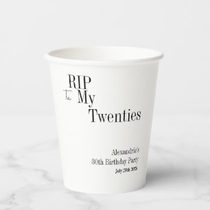 Gobelets En Papier 30e anniversaire RIP 20s Minimal Party