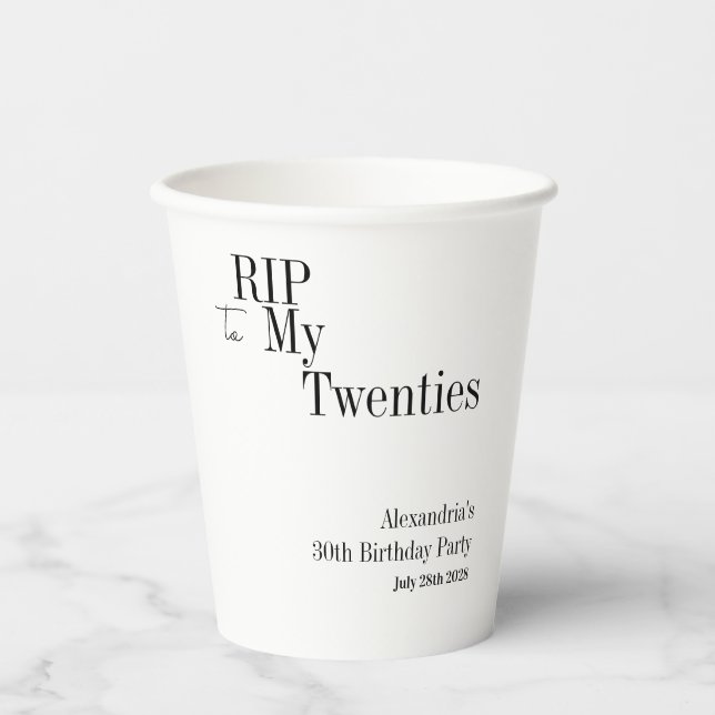 Gobelets En Papier 30e anniversaire RIP 20s Minimal Party (Recto)