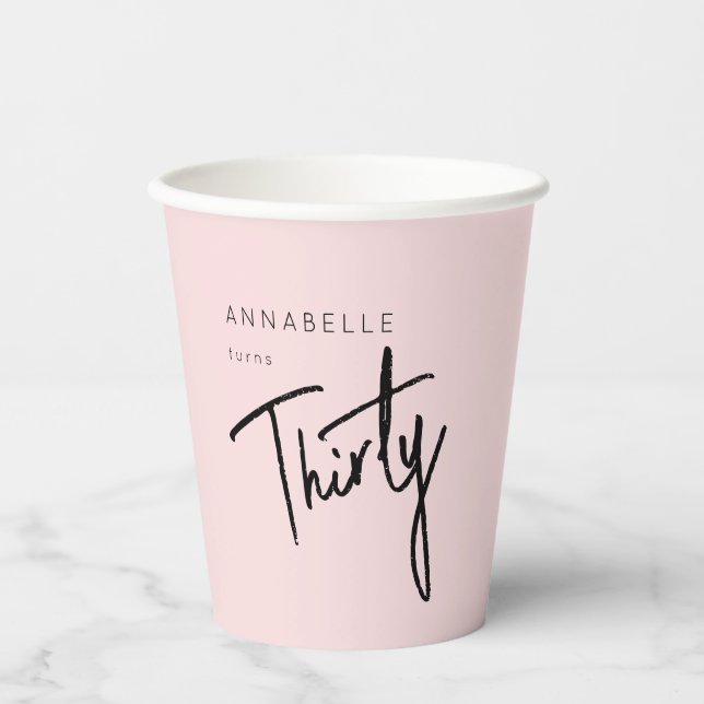 Gobelets En Papier 30ème Trente-trentième anniversaire moderne (Recto)