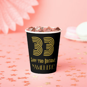 Gobelets En Papier 33e anniversaire : Art Déco Inspiré Look "33" & 
