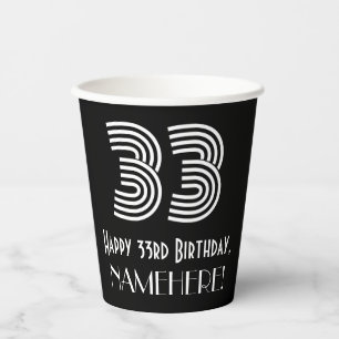 Gobelets En Papier 33e anniversaire — Art Déco Inspiré Look "33" + No