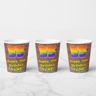 Gobelets En Papier 35e anniversaire : Arc-en-ciel amusant inspiré par