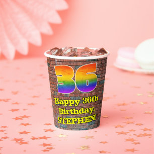Gobelets En Papier 36e Anniversaire : Amusant arc-en-ciel inspiré du 