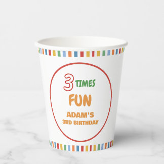 Gobelets En Papier 3 X Anniversaire Coloré Amusant