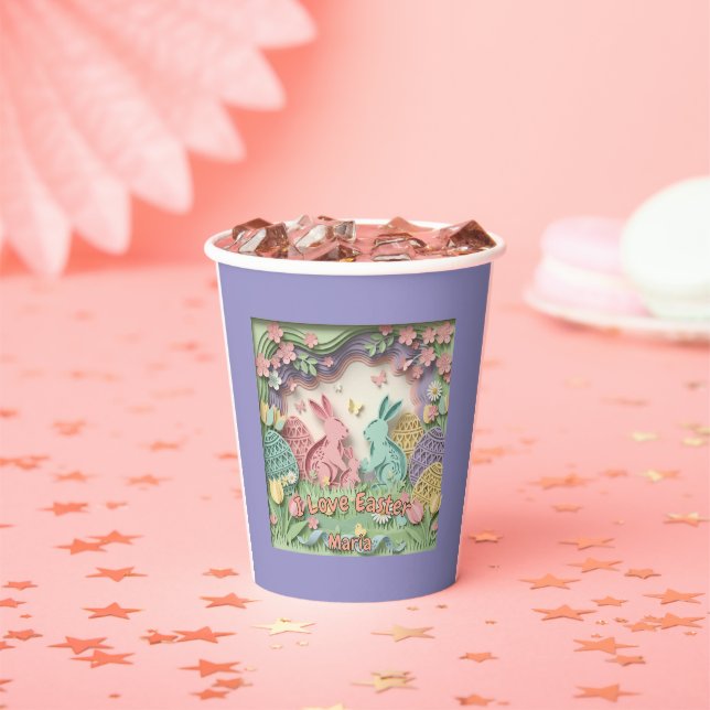 Gobelets En Papier 3D Paper Cut Bunny & Easter Eggs Party (Insitu)