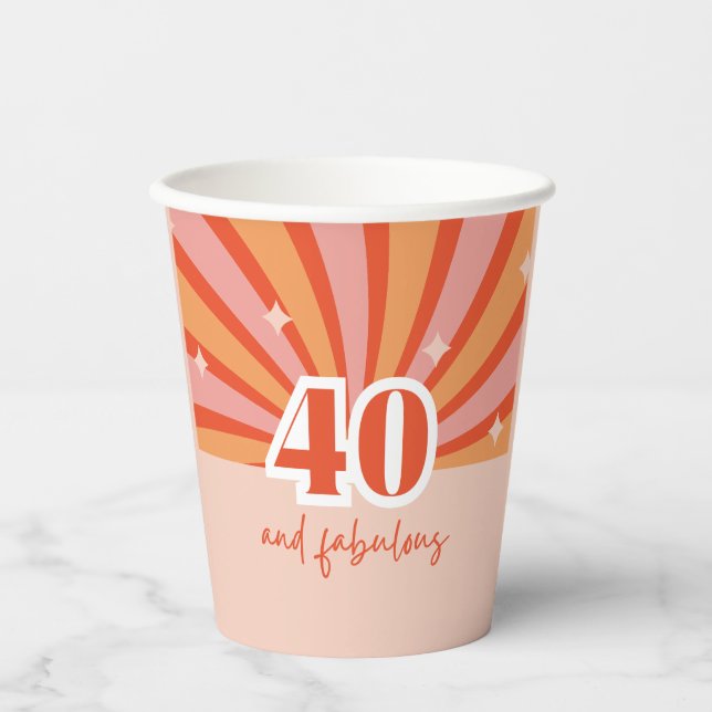 Gobelets En Papier 40 et fabuleuse fête d'anniversaire rétro (Recto)