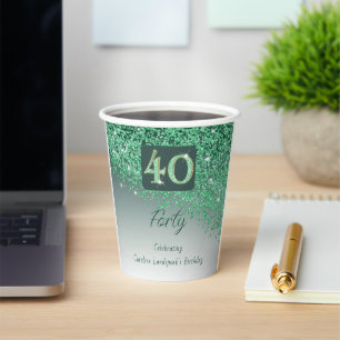 Gobelets En Papier 40e anniversaire Classy Falling Green Parties scin