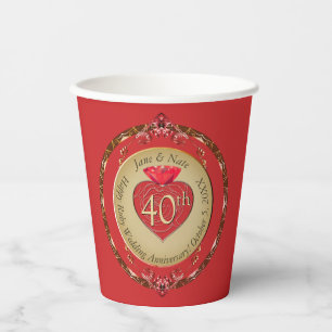 Gobelets En Papier 40ème ou 15ème anniversaire de Ruby Mariage