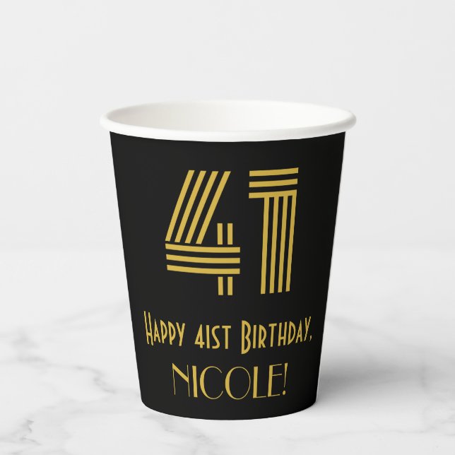 Gobelets En Papier 41e anniversaire : Art Déco Inspiré Look "41" & No (Verso)