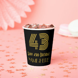Gobelets En Papier 43e anniversaire : Art Déco Inspiré Look "43" & No