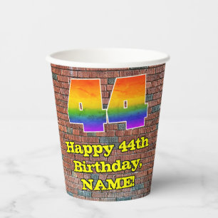 Gobelets En Papier 44e anniversaire : Arc-en-ciel amusant inspiré par