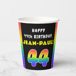 Gobelets En Papier 44e anniversaire : Arc-en-ciel coloré # 44, Nom pe