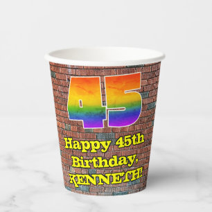 Gobelets En Papier 45e anniversaire : Arc-en-ciel amusant inspiré pa