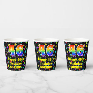Gobelets En Papier 46e anniversaire : Fun Stars Motif et Rainbow 46