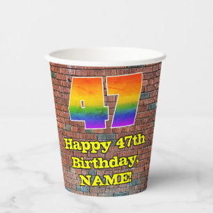Gobelets En Papier 47e anniversaire : Arc-en-ciel amusant inspiré par