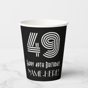 Gobelets En Papier 49e anniversaire — Art Déco Inspiré Look "49" + No