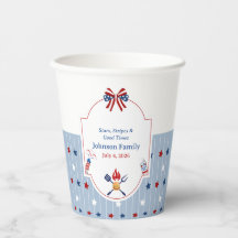 4 juillet BBQ Rouge Blanc Bleu Rayures Patriotique