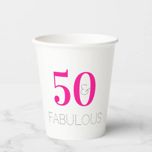 Gobelets En Papier 50 et fabuleuse Hot Pink 50th Birthday Party (Recto)