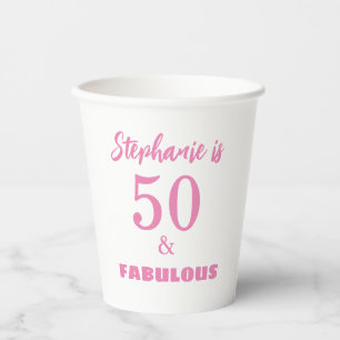 Gobelets En Papier 50 Fabuleux Anniversaire Personnalisé Nom de coule