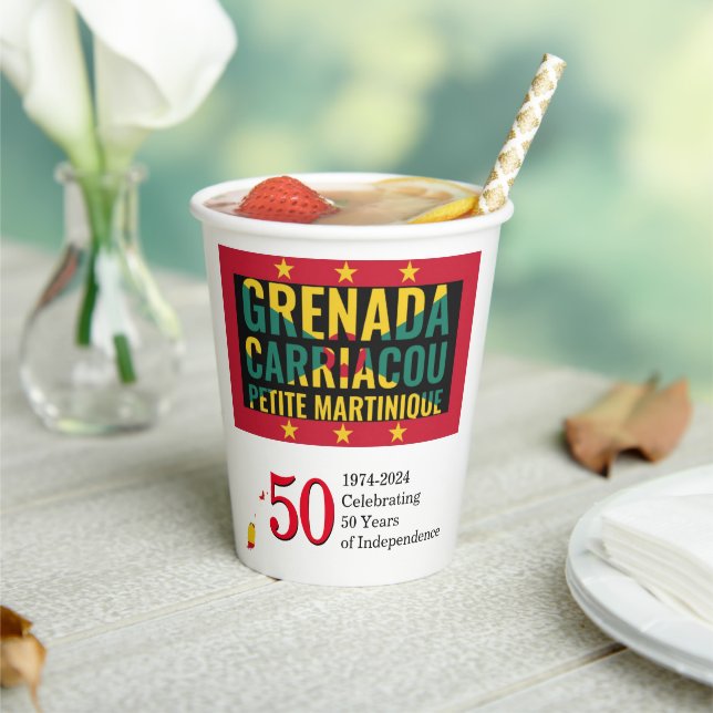 Gobelets En Papier 50e anniversaire de l'indépendance du GRENADIAN 20 (Insitu)