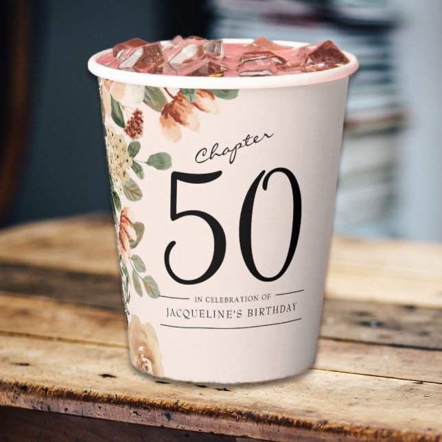 Gobelets En Papier 50e anniversaire Vintage Floral (50th Birthday Vintage Floral Paper Cups
Sophisticated and elegant floral addition to any party.)