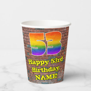 Gobelets En Papier 53e anniversaire : Arc-en-ciel amusant inspiré par