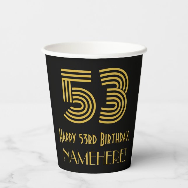Gobelets En Papier 53e anniversaire : Art Déco Inspiré Look "53" & No (Verso)