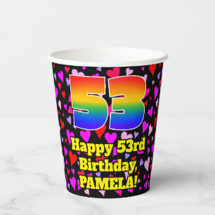 Gobelets En Papier 53rd Birthday: Patters de Loving Hearts, Rainbow 5