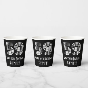 Gobelets En Papier 59e anniversaire — Art Déco Inspiré Look "59" + No