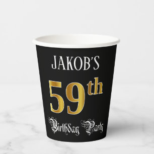 Gobelets En Papier 59e Birthday Party — Fancy Script, Faux Gold Look