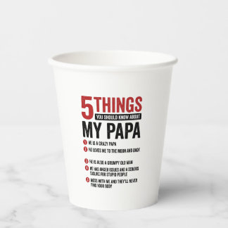 Gobelets En Papier 5 choses à propos de mon papa drôle design de t-sh