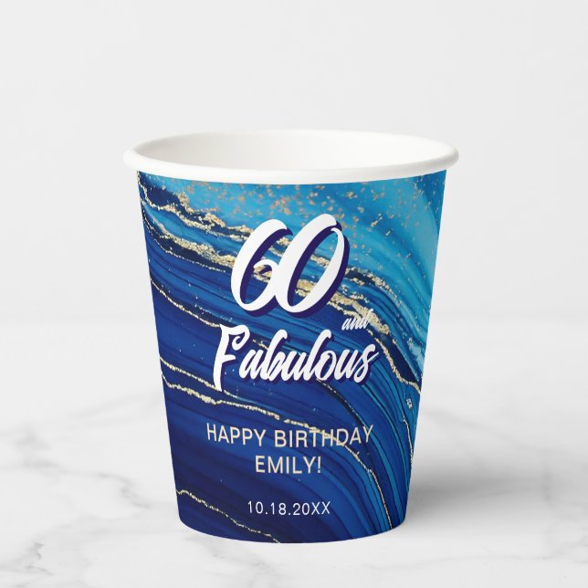 Gobelets En Papier 60 et Fabulous Marble Parties scintillant Annivers (Recto)