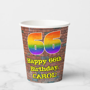 Gobelets En Papier 66e anniversaire : Arc-en-ciel amusant inspiré par