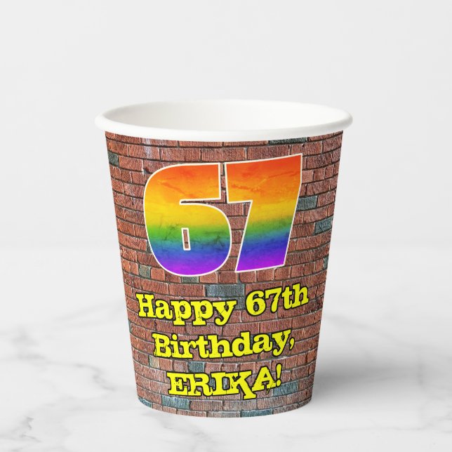 Gobelets En Papier 67e anniversaire : Arc-en-ciel amusant inspiré par (Recto)