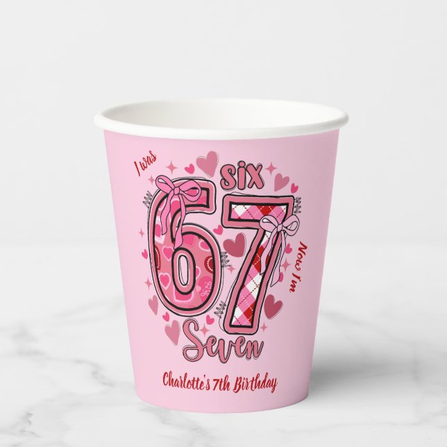 Gobelets En Papier 6 7 Six Seven Meme Tendance Filles 7ème Anniversai (Recto)